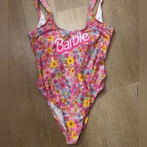 Barbie Pink Floral One-Piece Swimsuit with Multi-Color Daisies